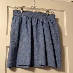 Linen Blue Chambray Short Skirt - S